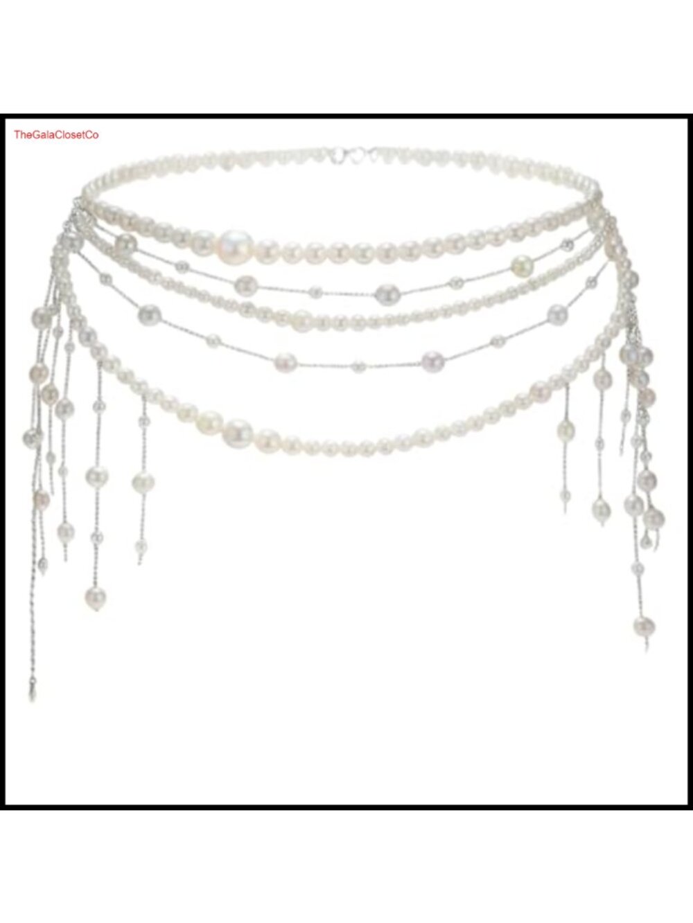 Faux Pearl Waist Chain Body Chain Belt with Tassel